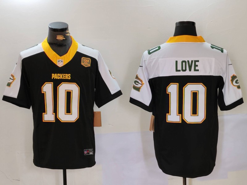 Men's Green Bay Packers Jordan Love #10 Black Jersey
